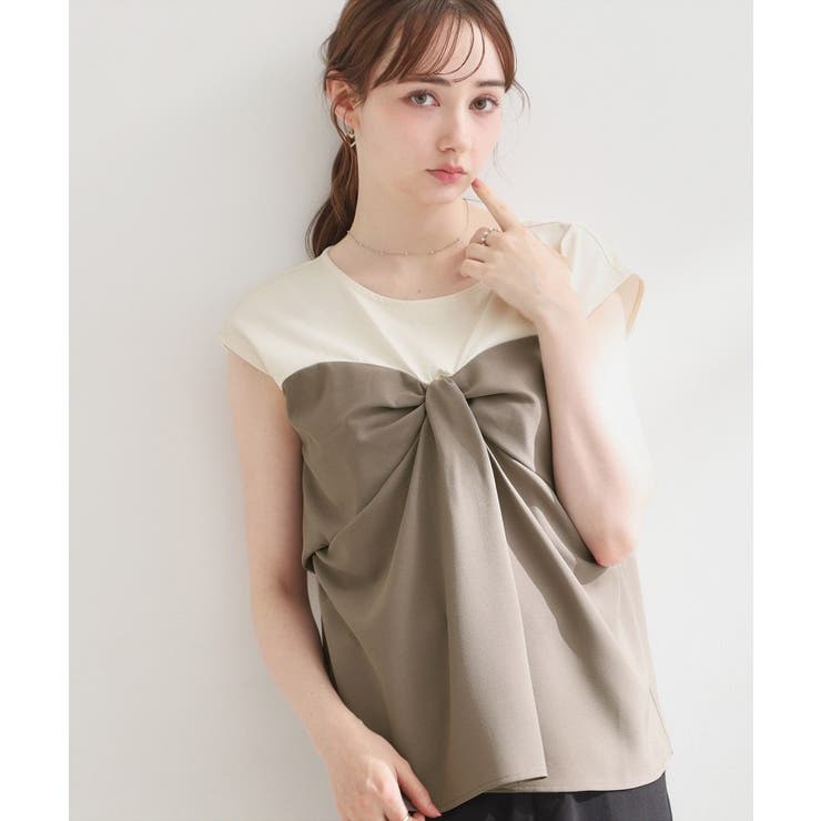 モカブラウン(542) | 【接触冷感・UVカット・洗える】リボンベア ドッキングトップス | Couture brooch
