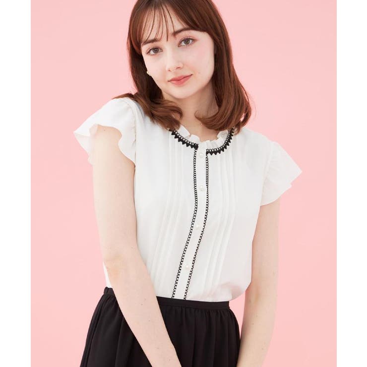 オフホワイト(503) | 【洗える】ピコレース ピンタックブラウス | Couture brooch