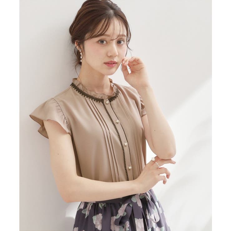 ピンク(574) | 【洗える】ピコレース ピンタックブラウス | Couture brooch