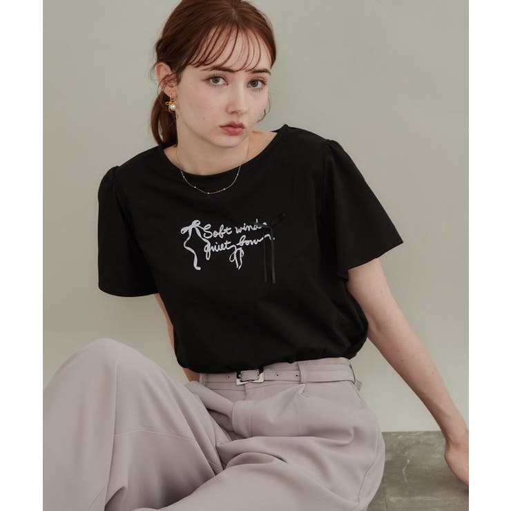 ブラック(119) | リボンロゴTシャツ | Couture brooch