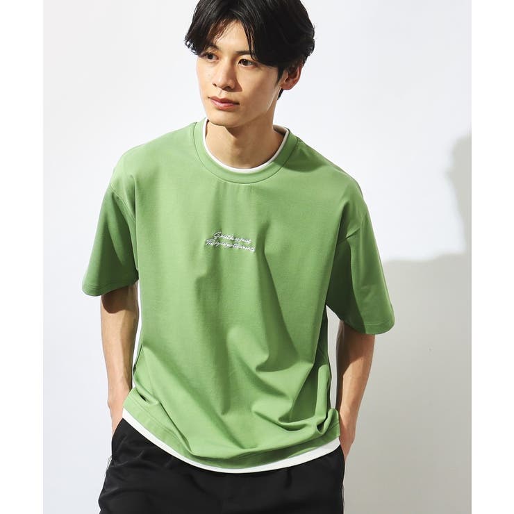 グリーン(024) | 【接触冷感】ポンチフェイクレイヤードTシャツ | THE SHOP TK