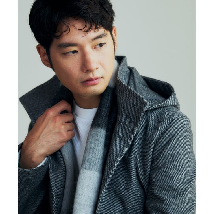 ウールライクメルトン2WAYコート ビジネス対応/フード取外し可[品番