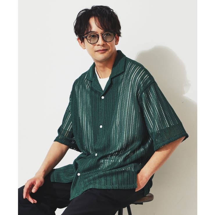 メッシュシャツ＋半袖Tシャツ セットアイテム】レースシアー