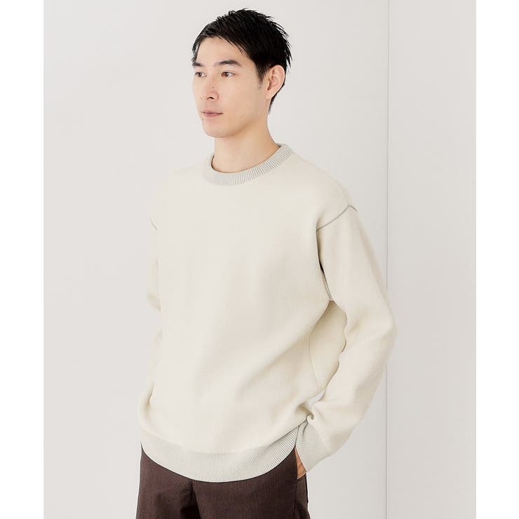 オフホワイト(003) | 【包み込まれるような柔らかさ】配色モールニット 洗濯機OK | THE SHOP TK