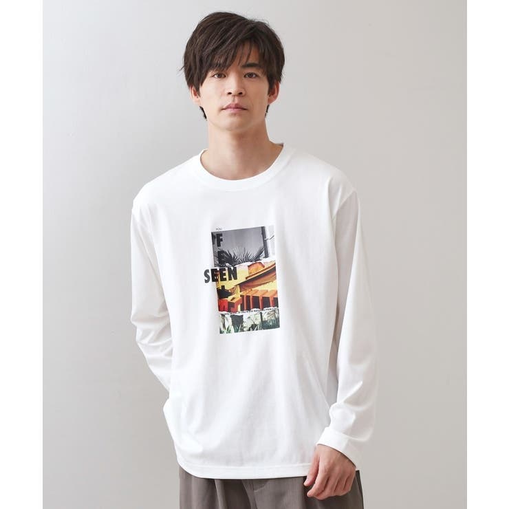 オフホワイト(603) | フォトグラフプリント長袖Tシャツ【洗濯機OK】 | THE SHOP TK