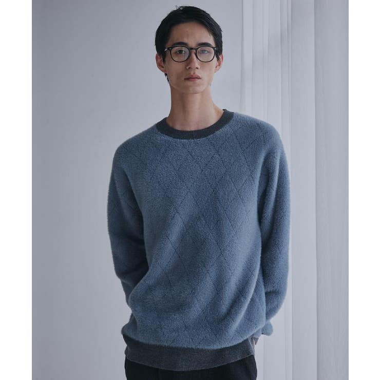 ブルーグリーン(297) | 【ふんわり心地いい肌触り】 ダイヤ柄シャギーニット | THE SHOP TK