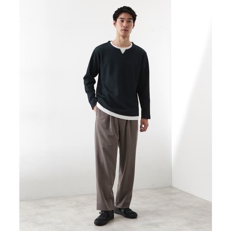 【一枚でコーディネートが完成！】レイヤード風キーネック長袖Tシャツ 洗濯機OK | THE SHOP TK | 詳細画像2 