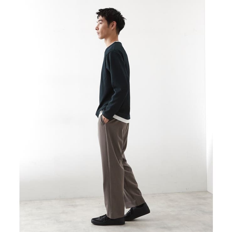 【一枚でコーディネートが完成！】レイヤード風キーネック長袖Tシャツ 洗濯機OK | THE SHOP TK | 詳細画像3 