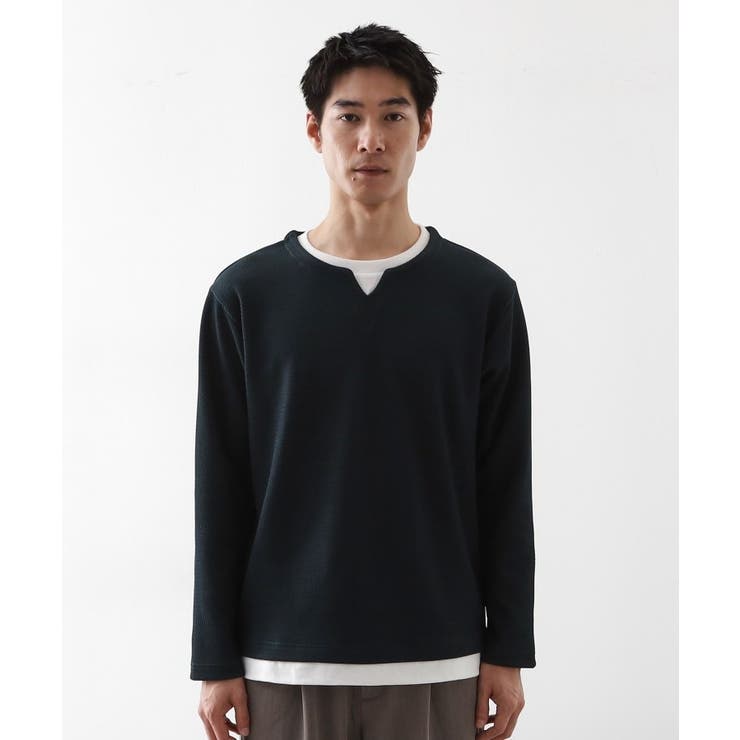 【一枚でコーディネートが完成！】レイヤード風キーネック長袖Tシャツ 洗濯機OK | THE SHOP TK | 詳細画像17 