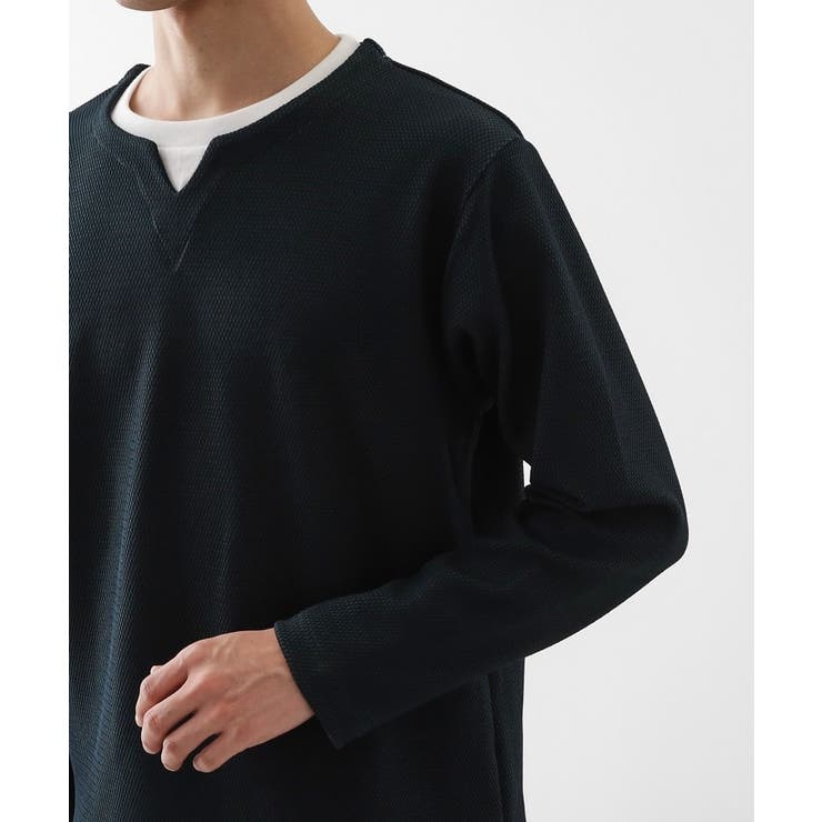 【一枚でコーディネートが完成！】レイヤード風キーネック長袖Tシャツ 洗濯機OK | THE SHOP TK | 詳細画像21 