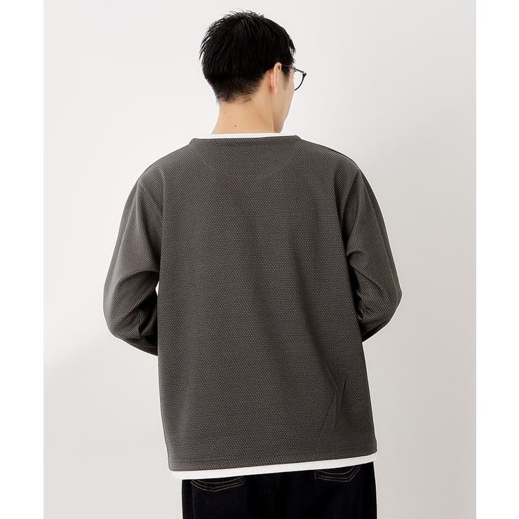 【一枚でコーディネートが完成！】レイヤード風キーネック長袖Tシャツ 洗濯機OK | THE SHOP TK | 詳細画像6 