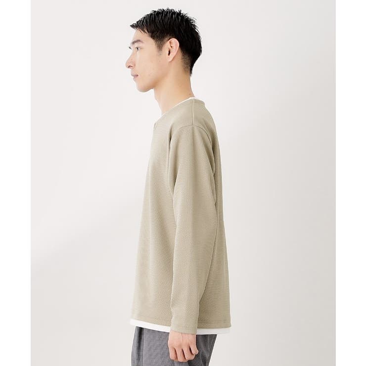 【一枚でコーディネートが完成！】レイヤード風キーネック長袖Tシャツ 洗濯機OK | THE SHOP TK | 詳細画像9 