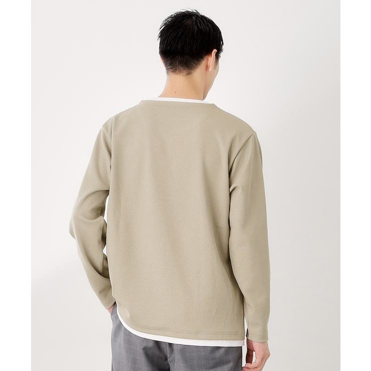 【一枚でコーディネートが完成！】レイヤード風キーネック長袖Tシャツ 洗濯機OK | THE SHOP TK | 詳細画像10 
