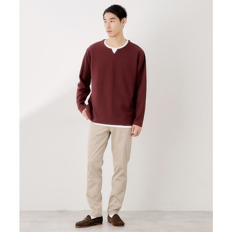 【一枚でコーディネートが完成！】レイヤード風キーネック長袖Tシャツ 洗濯機OK | THE SHOP TK | 詳細画像15 