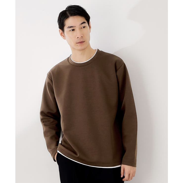 ブラウン(043) | 【ラクして決まる！】レイヤード風長袖Tシャツ 洗濯機OK | THE SHOP TK