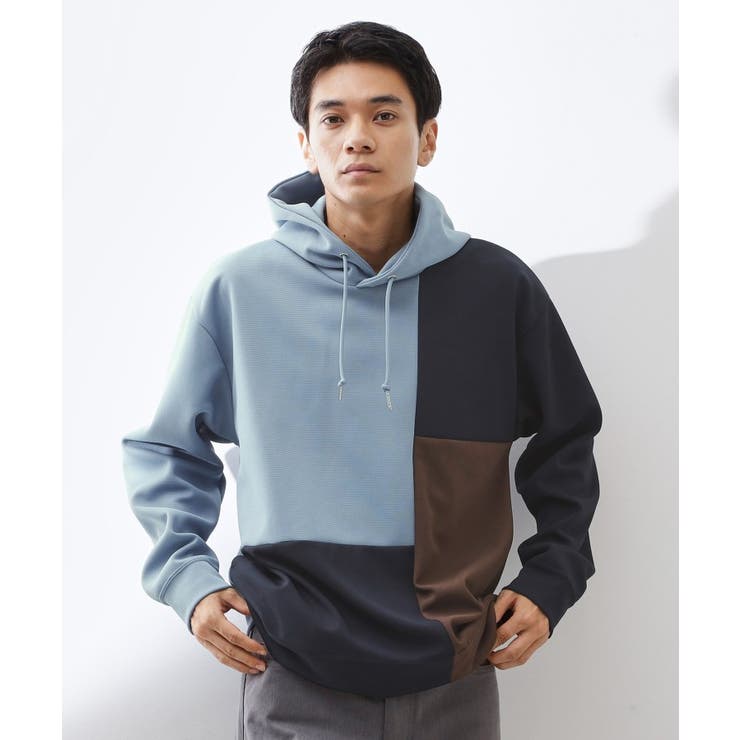 ブルー(092) | 【一枚で着映える】ポンチブロッキングパーカ 洗濯機OK | THE SHOP TK