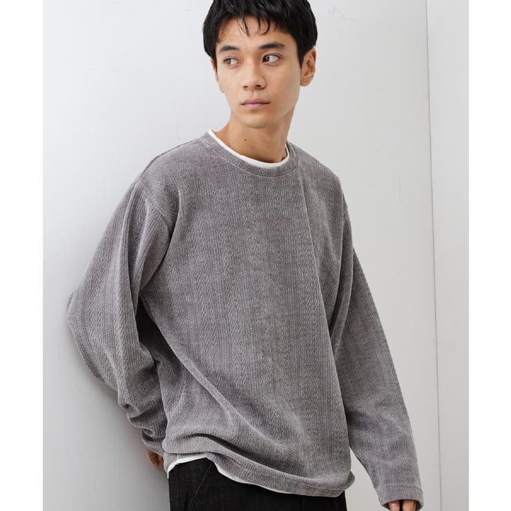 グレー(012) | 【心地良い、滑らかさ】レイヤード風ケーブル ニットソー 【洗濯機OK】 | THE SHOP TK