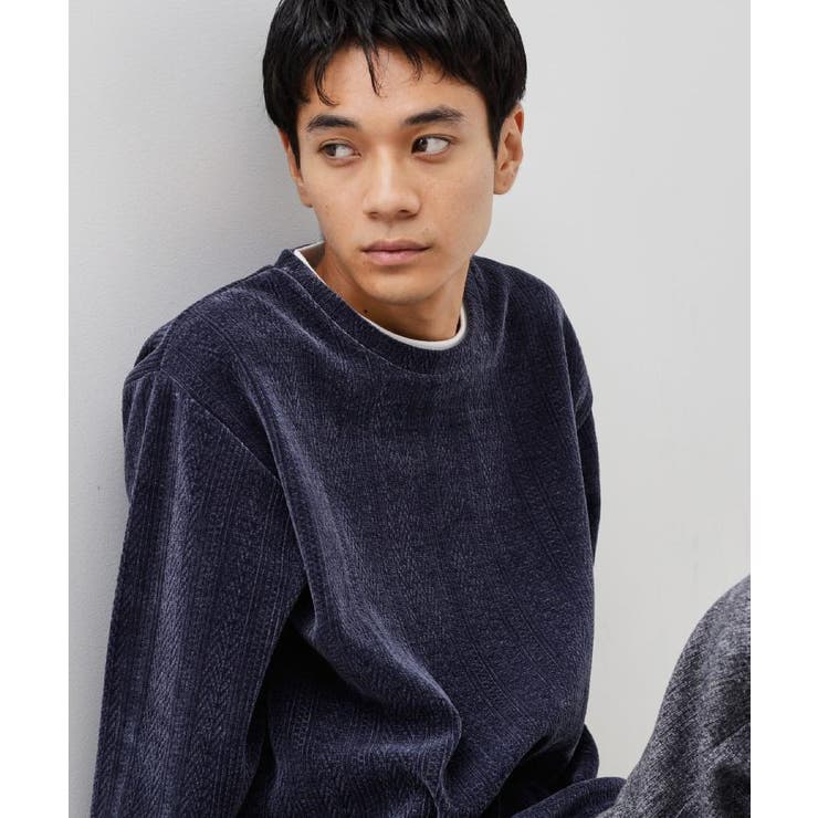 ネイビー(094) | 【心地良い、滑らかさ】レイヤード風ケーブル ニットソー 【洗濯機OK】 | THE SHOP TK