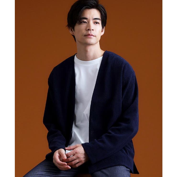 ネイビー(094) | モールニットカーディガン＋長袖Tシャツ 洗濯機OK 吸水速乾 | THE SHOP TK