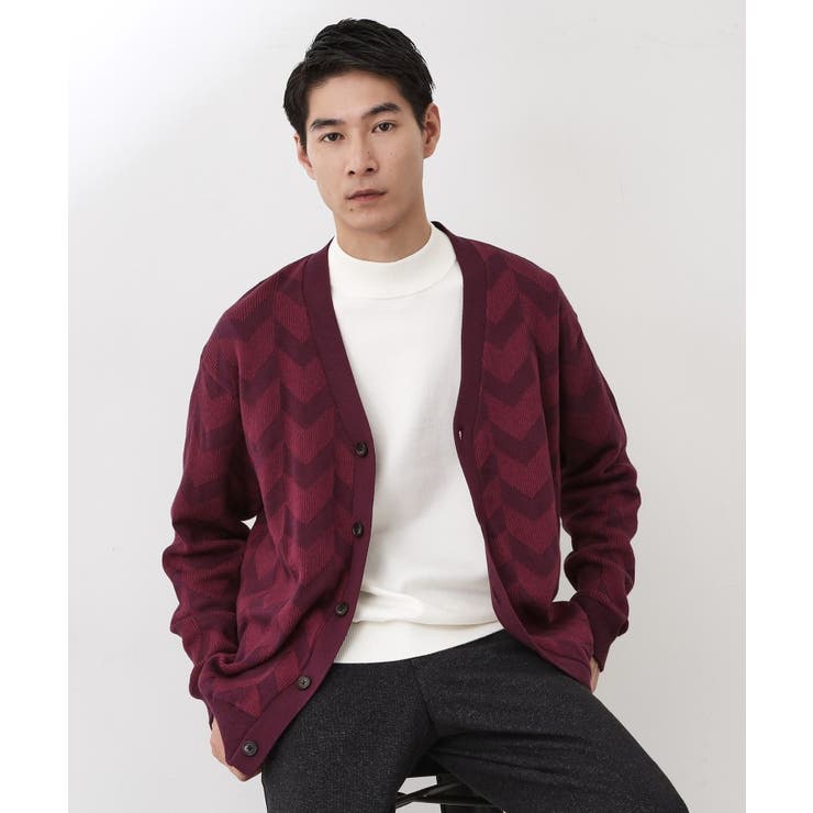 ボルドー(064) | ヘリンボンニットカーディガン | THE SHOP TK