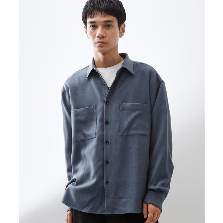 ブルーグリーン(097) | 【大人のきれいめカジュアルに】ウールライク長袖シャツ 洗濯機OK | THE SHOP TK