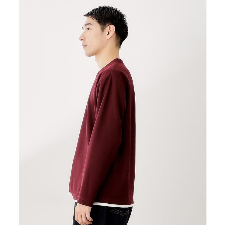 【一枚でコーディネートが完成！】レイヤード風クルーネック長袖Tシャツ 洗濯機OK | THE SHOP TK | 詳細画像9 