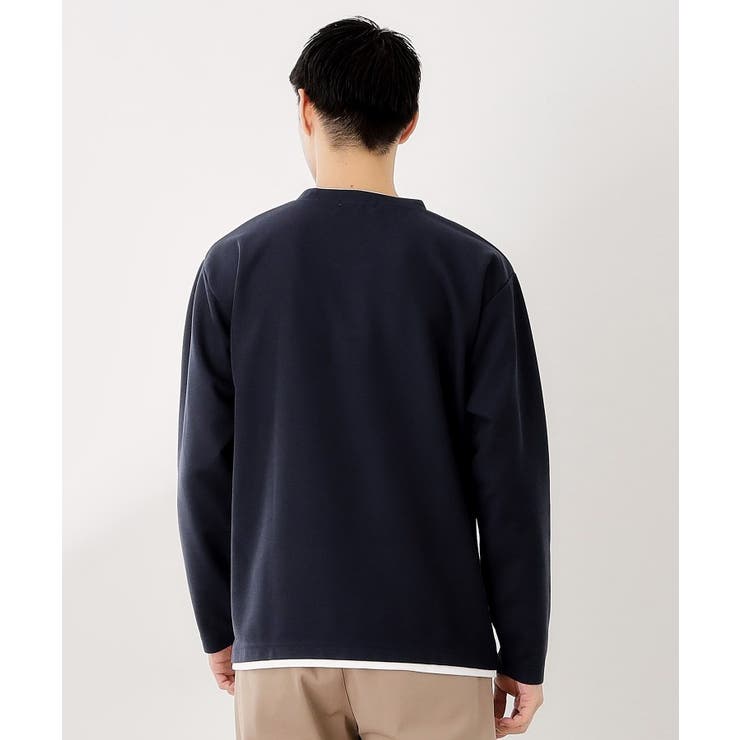 【一枚でコーディネートが完成！】レイヤード風クルーネック長袖Tシャツ 洗濯機OK | THE SHOP TK | 詳細画像14 