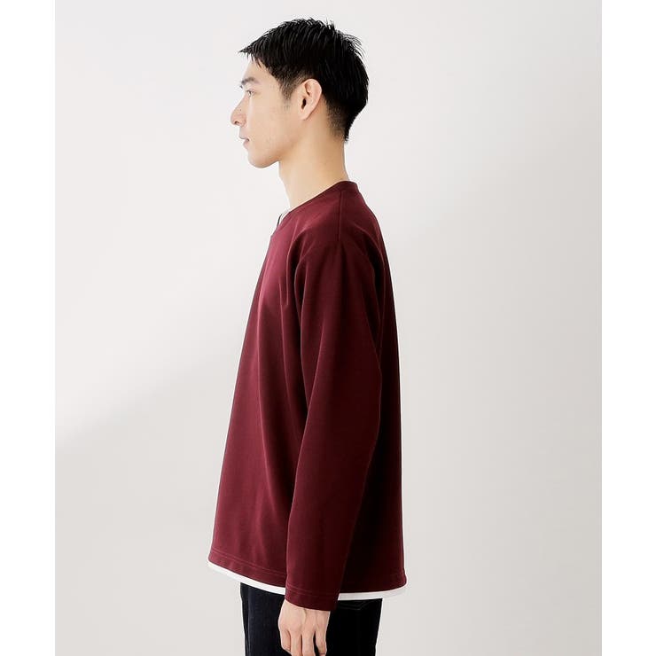 【一枚でコーディネートが完成！】レイヤード風クルーネック長袖Tシャツ 洗濯機OK | THE SHOP TK | 詳細画像18 
