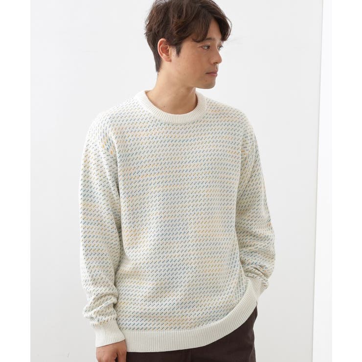 オフホワイト(103) | バーズアイグラデーションニット 洗濯機OK／ユニセックスでおすすめ！ | THE SHOP TK
