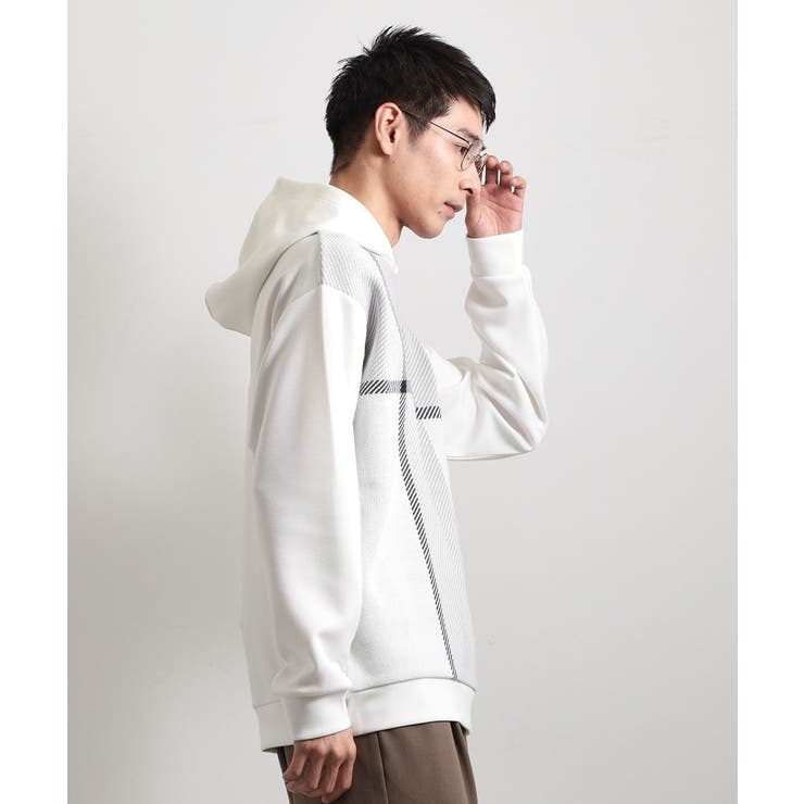 【大人の休日スタイルにはこれ！】フロントチェック柄ニットパーカ 洗濯機OK | THE SHOP TK | 詳細画像1 