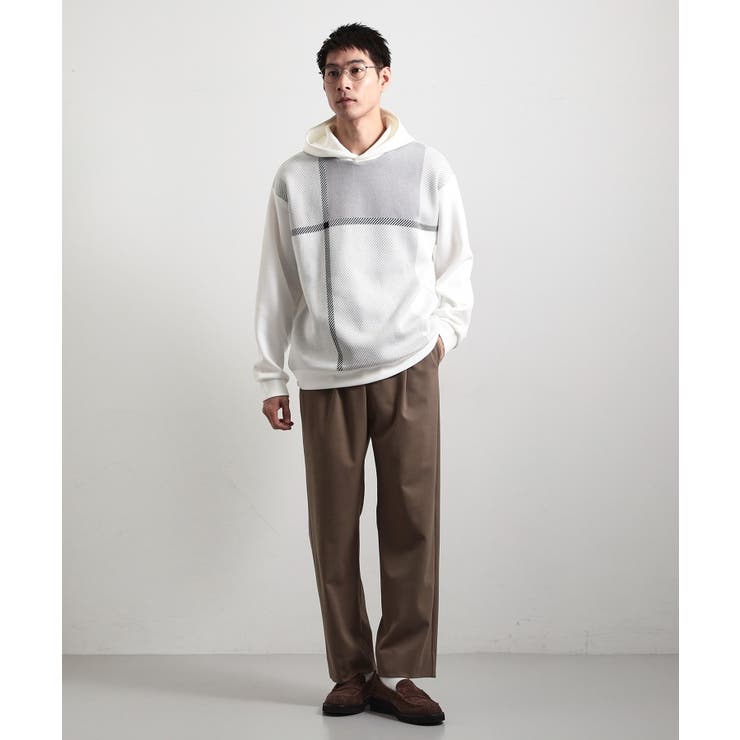 【大人の休日スタイルにはこれ！】フロントチェック柄ニットパーカ 洗濯機OK | THE SHOP TK | 詳細画像3 