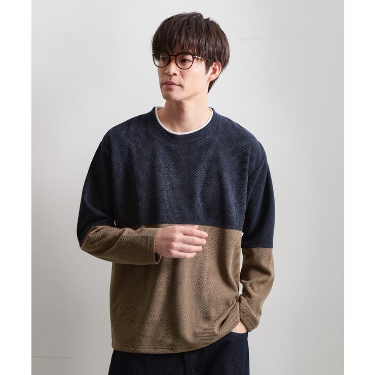 ネイビー(594) | バイカラー モール風長袖Tシャツ | THE SHOP TK