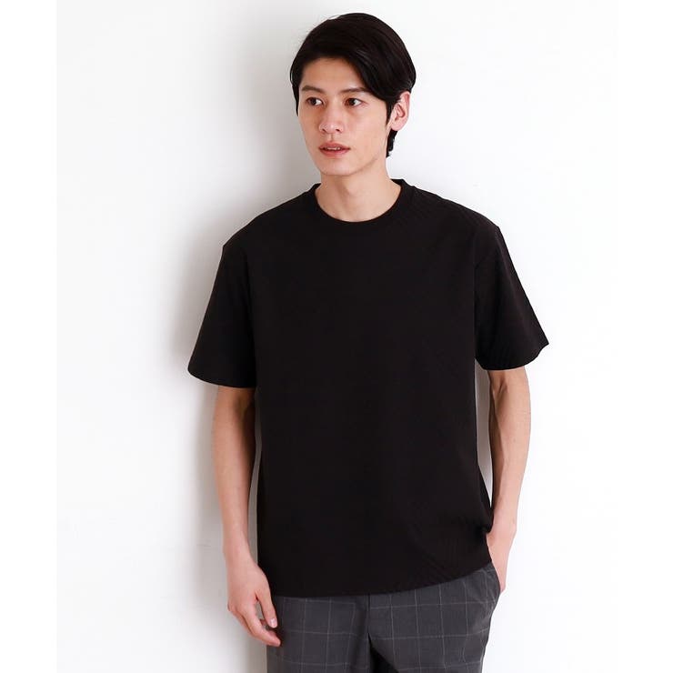 ブラック(019) | リンクスジャカード半袖Ｔシャツ | THE SHOP TK