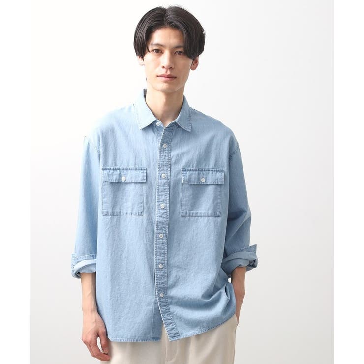 サックスブルー(090) | リネンブレンドデニムシャツ | THE SHOP TK