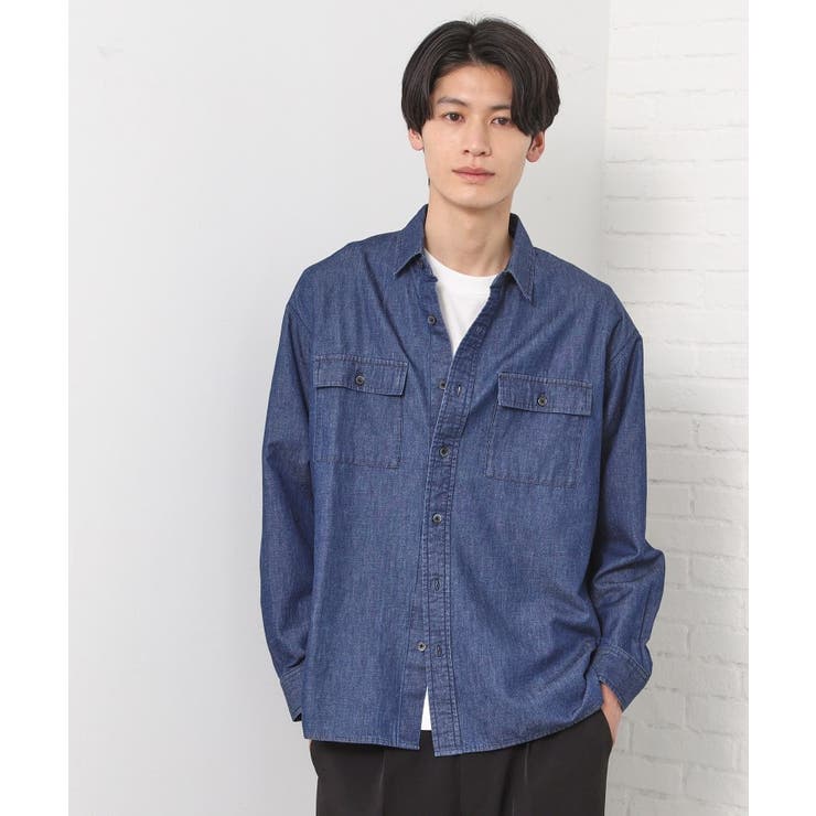 ネイビー(094) | リネンブレンドデニムシャツ | THE SHOP TK