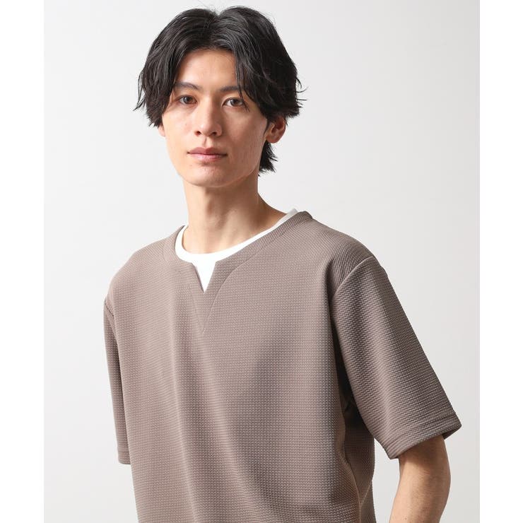 ベージュ(052) | ミニフクレキーネック半袖Tシャツ | THE SHOP TK