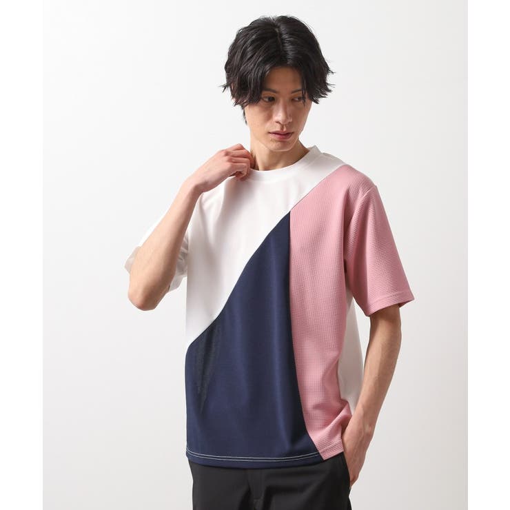 オフホワイト(603) | アムンゼン異素材切替半袖Tシャツ | THE SHOP TK