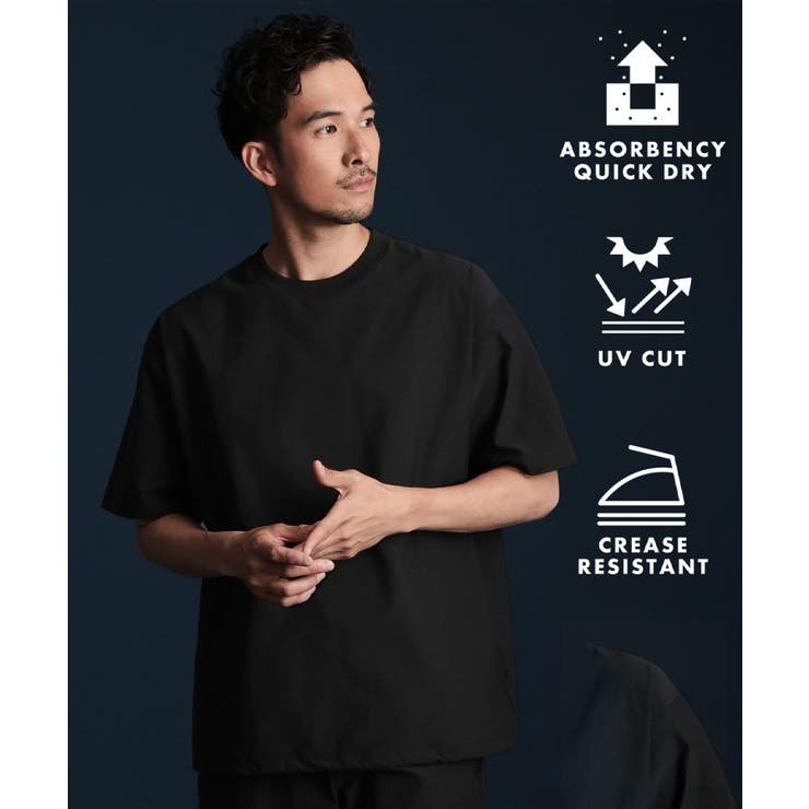 ブラック(019) | パーフェクテックスピンドル半袖Tシャツ【セットアップ可 吸水速乾 UVカット | THE SHOP TK
