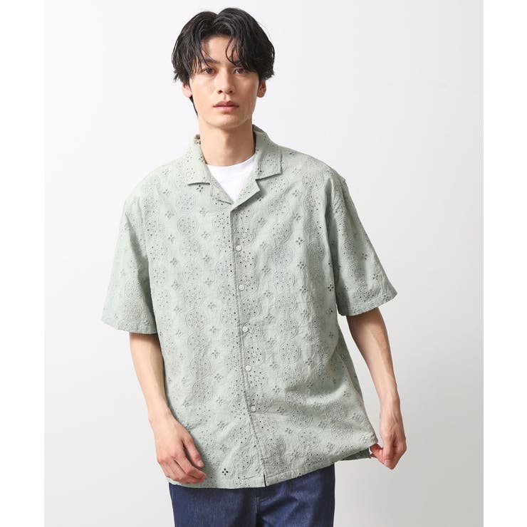 ミントグリーン(021) | インド刺繍半袖シャツ 【親子リンク/洗濯機OK】 | THE SHOP TK