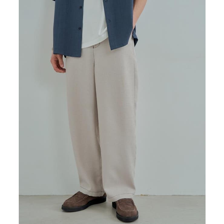 ライトベージュ(051) | ブッチャー配色ワイドパンツ | THE SHOP TK
