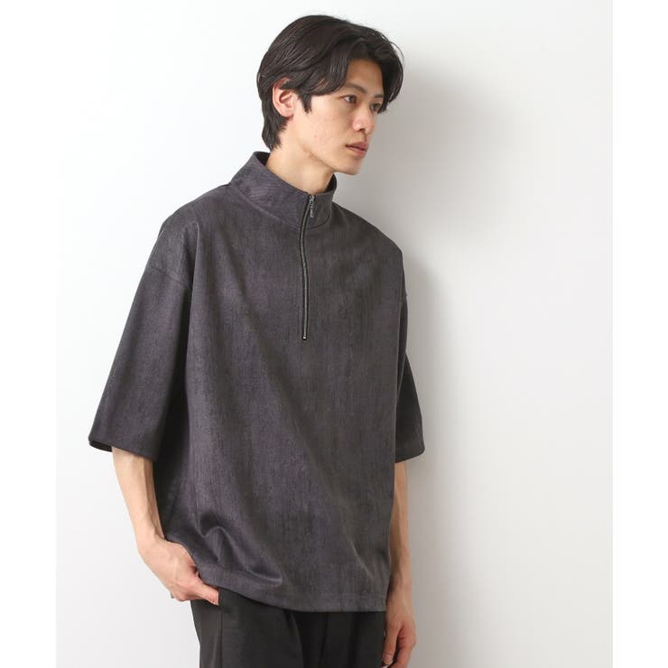 チャコールグレー(013) | スウェードプリントハーフジッププルオーバー 【オーバーサイズ/洗濯機OK】 | THE SHOP TK