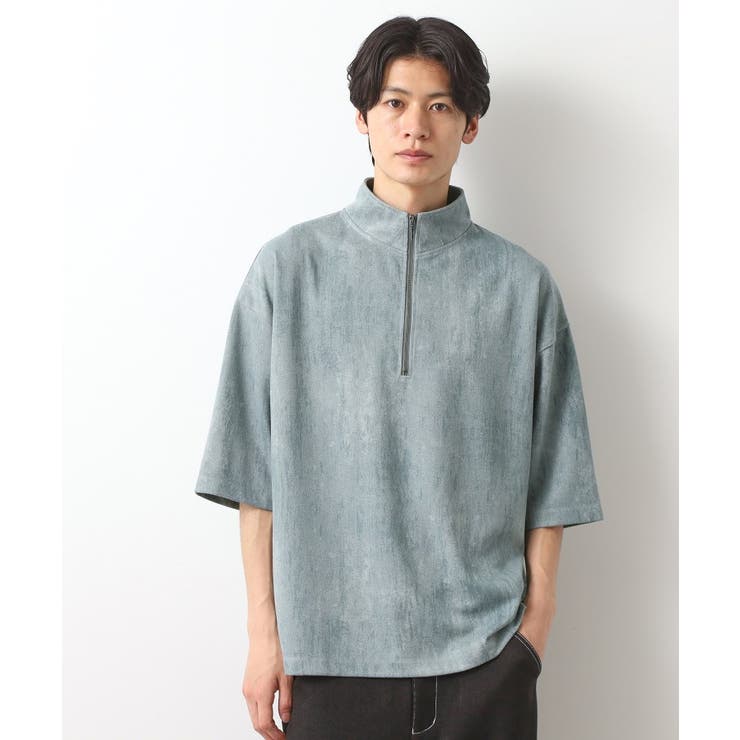 ミントグリーン(021) | スウェードプリントハーフジッププルオーバー 【オーバーサイズ/洗濯機OK】 | THE SHOP TK