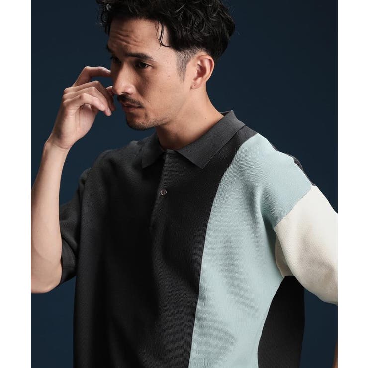 チャコールグレー(413) | パネルニットポロシャツ | THE SHOP TK