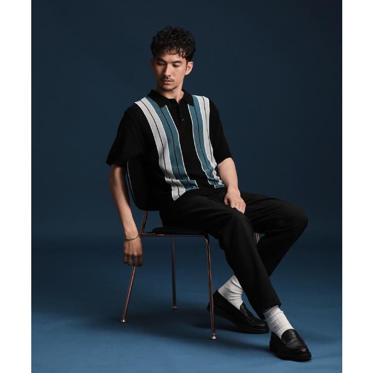 【日本テレビ系 ダメマネ！出演 鈴木仁さん着用】マルチストライプニットポロシャツ | THE SHOP TK | 詳細画像6 