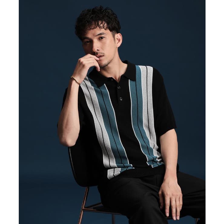 【日本テレビ系 ダメマネ！出演 鈴木仁さん着用】マルチストライプニットポロシャツ | THE SHOP TK | 詳細画像1 