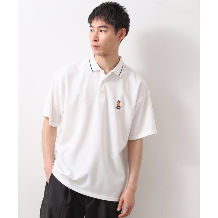 ホワイト(001) | アニマル刺繍半袖ポロシャツ 【洗濯機OK/ユニセックス】 | THE SHOP TK