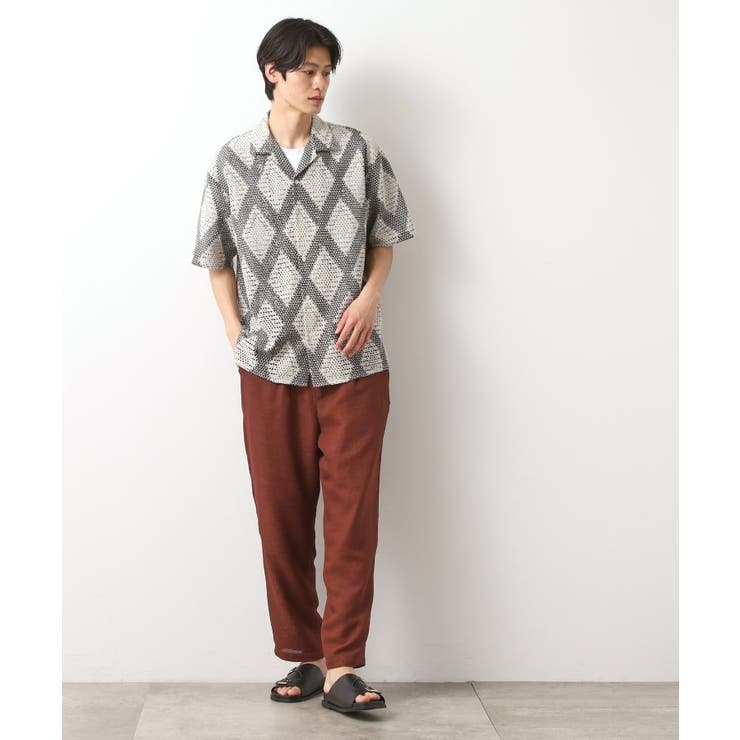 ダイヤ柄プリント半袖シャツ【洗濯機OK/オーバーサイズ】 | THE SHOP TK | 詳細画像7 