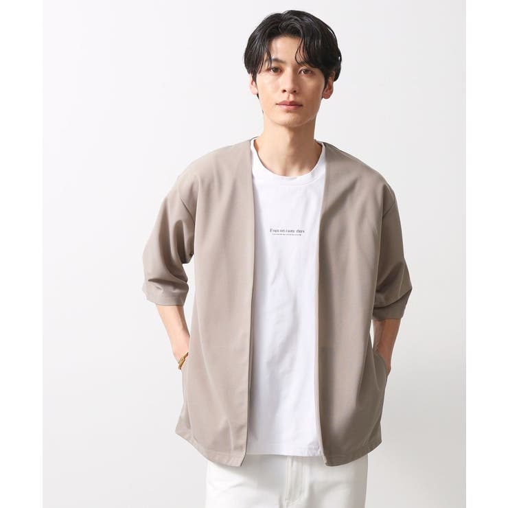 梨地アンサンブルカーディガン 五分袖カーディガン＋半袖Tシャツセット マシンウォ… | THE SHOP TK | 詳細画像13 