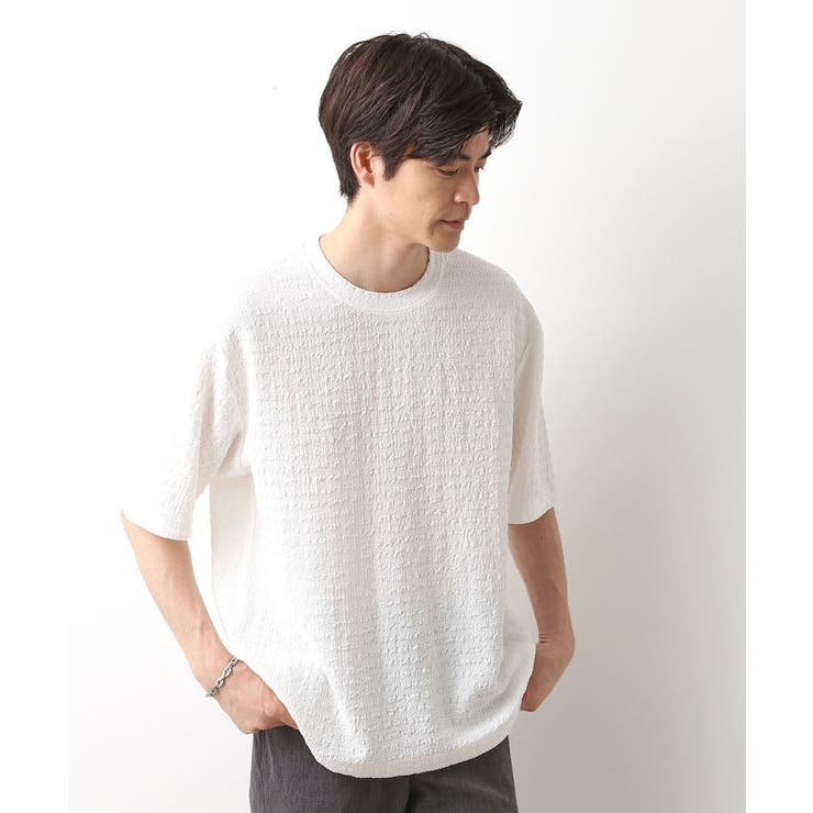 オフホワイト(003) | 楊柳ボーダー半袖Tシャツ【洗濯機OK】 | THE SHOP TK