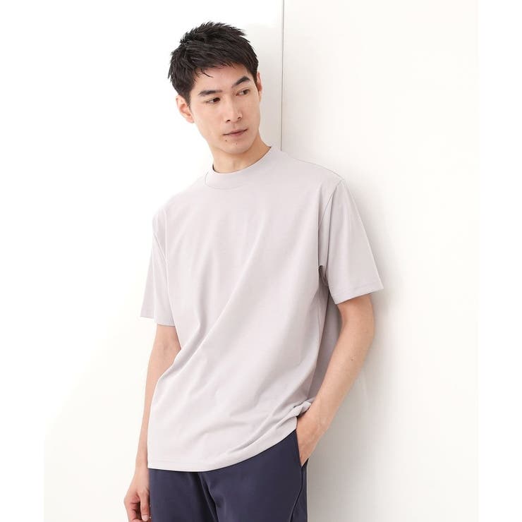 ライトグレー(011) | モックネックプレーティング半袖Tシャツ 【接触冷感/洗濯機OK】 | THE SHOP TK